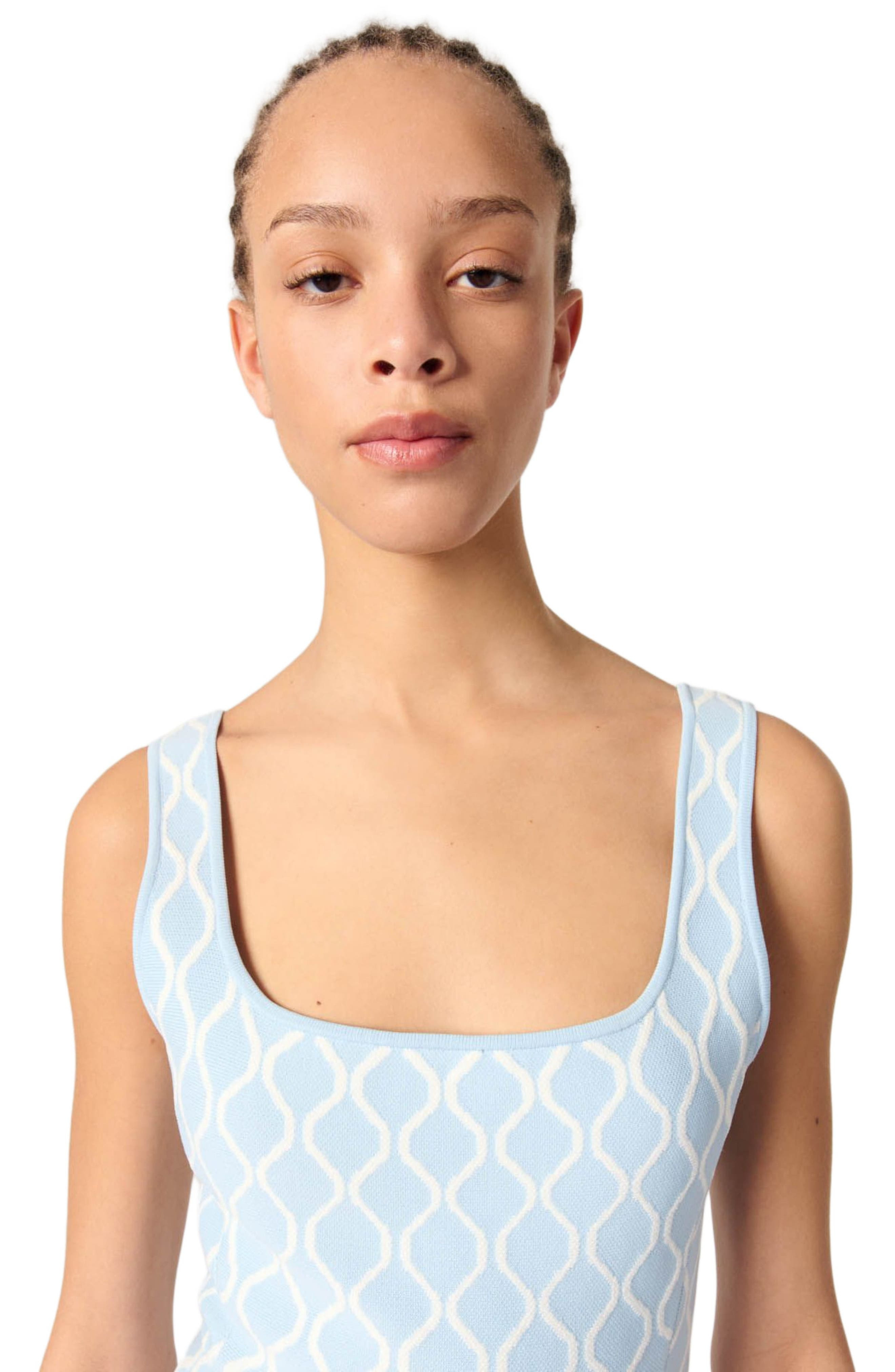 maje Jacquard knit mini dress in Blue/white at Nordstrom - 4