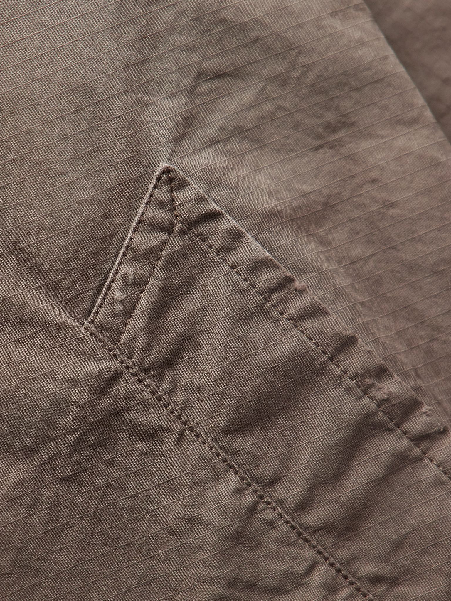 Oversized Distressed Cotton-Ripstop Car Coat Beige - 5
