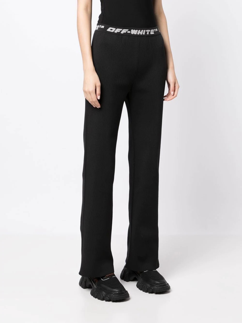 logo-waistband straight-leg trousers - 3