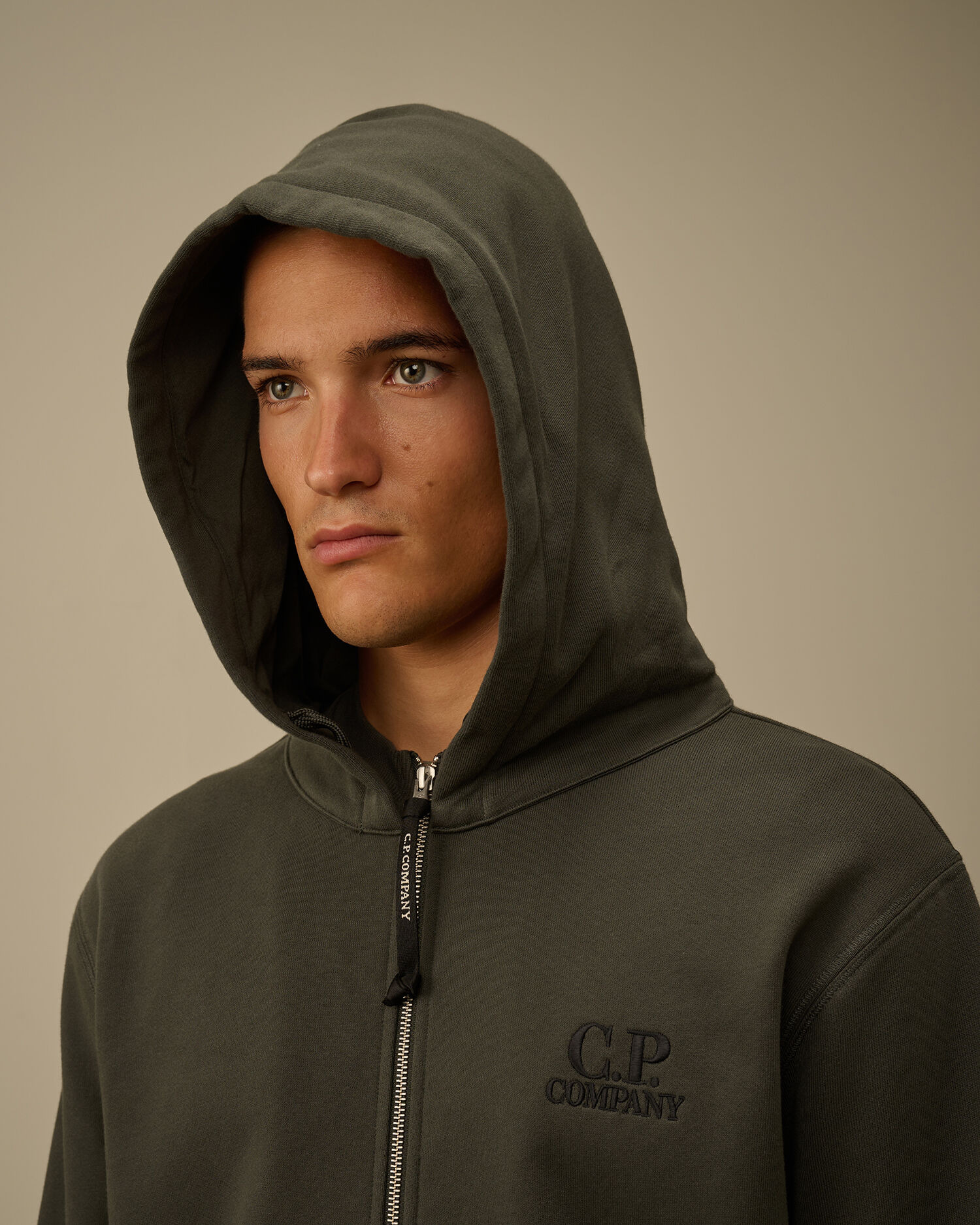 Diagonal Raised Fleece Hooded Full Zip Sweatshirt - 6