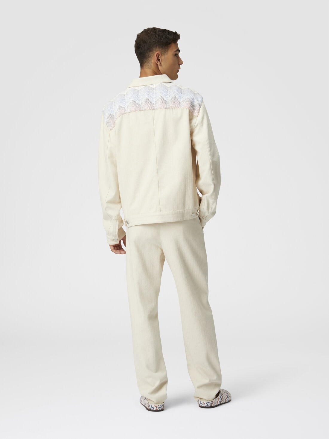 Classic denim trousers with chevron knit inserts - 3