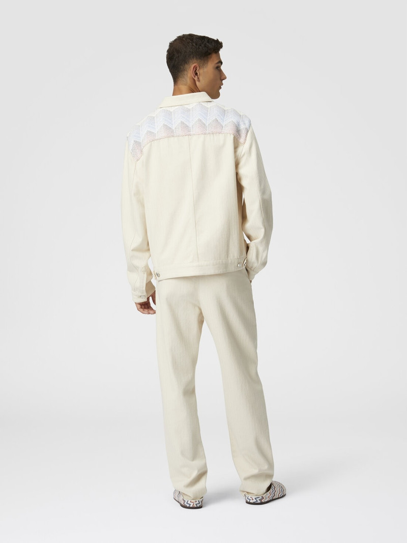 Classic denim trousers with chevron knit inserts 3