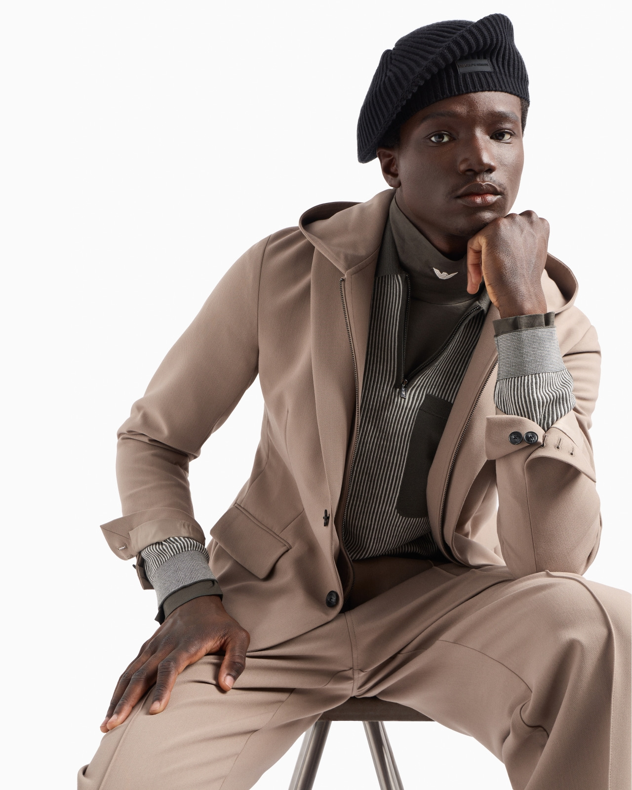 Viscose-blend blazer with detachable inner panel and hood - 6