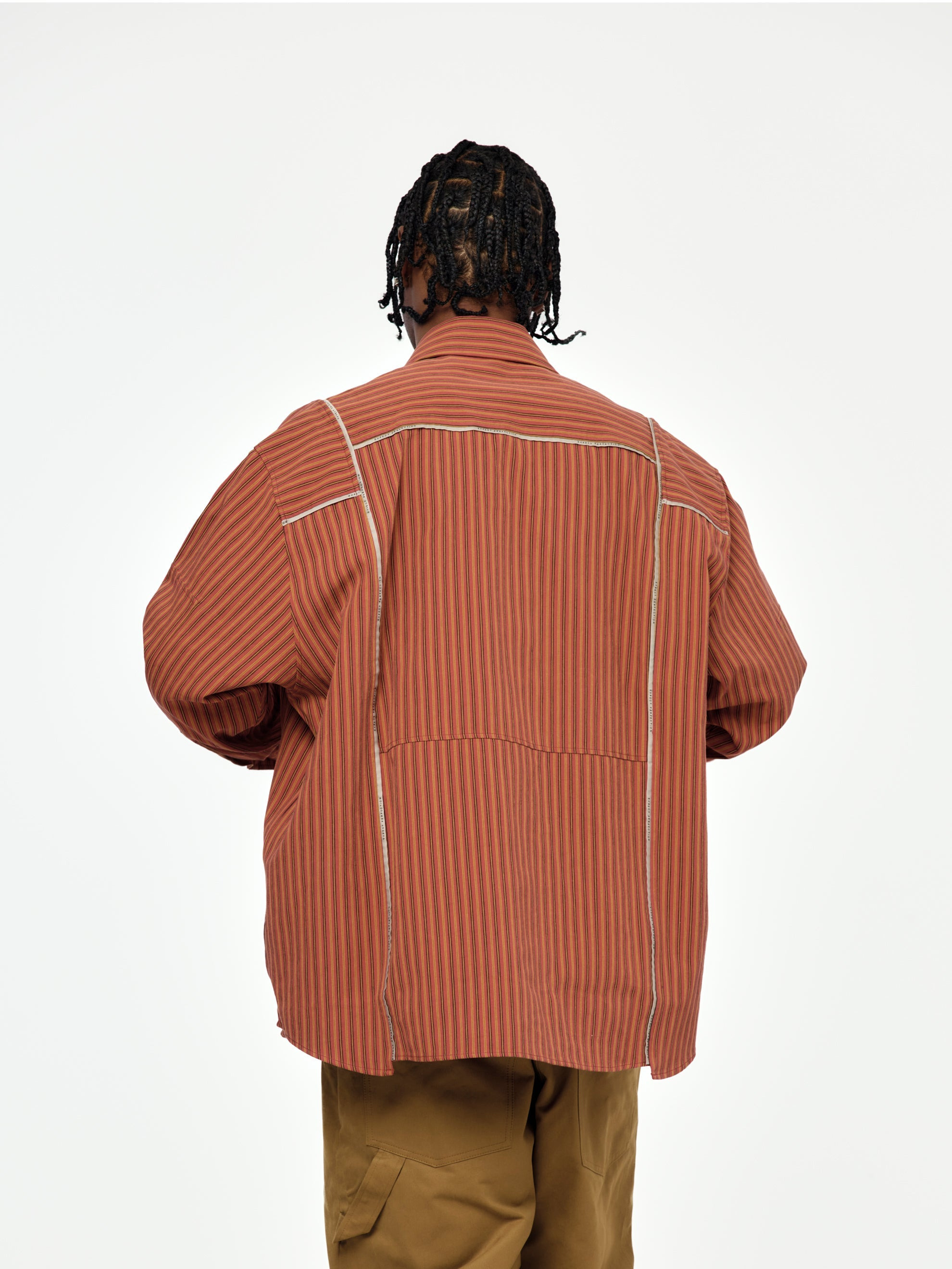STRIPE CUT OVERSHIRT (RED/YELLOW) - 4