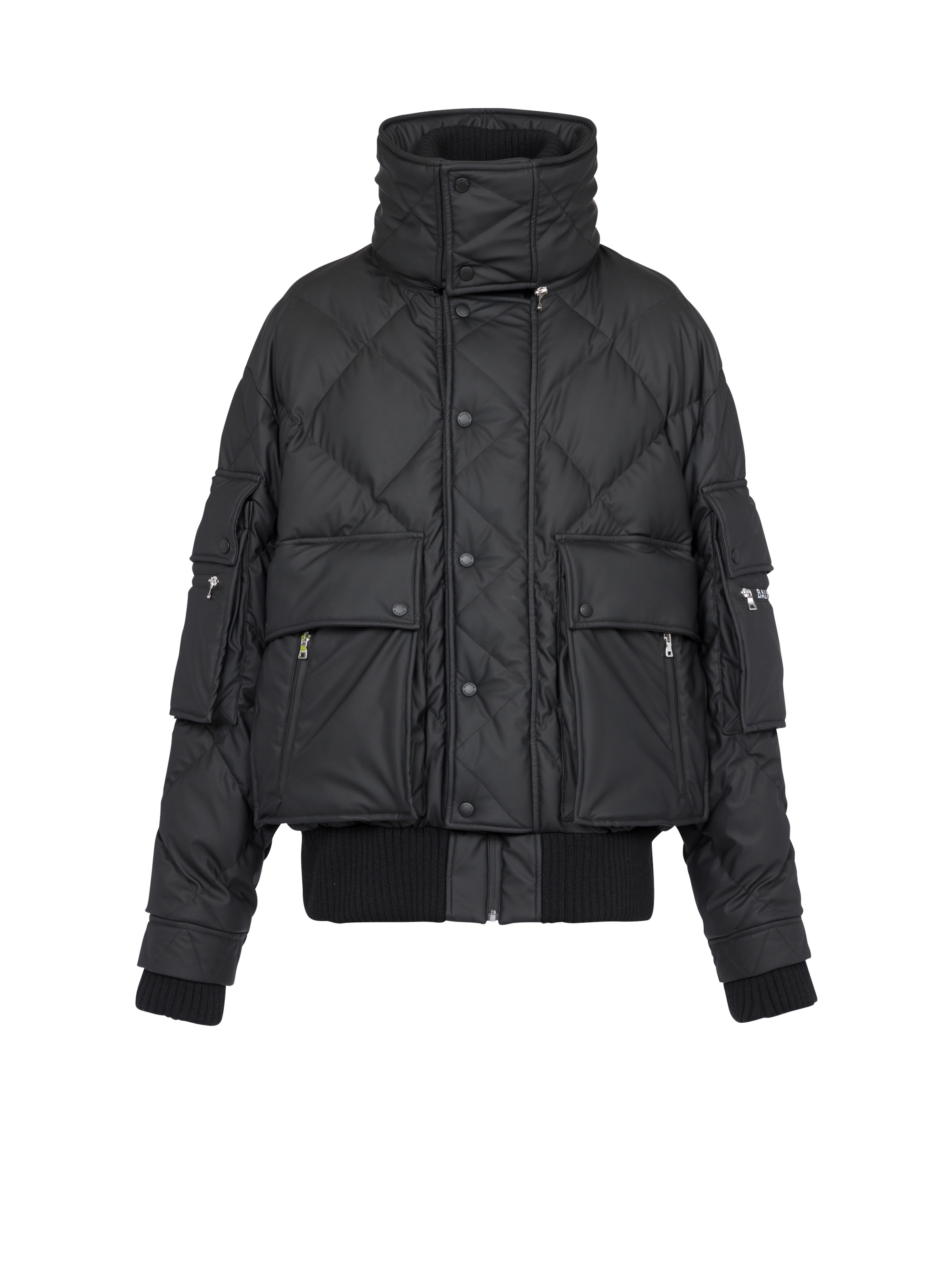 Hooded faux leather quilted jacket - 1