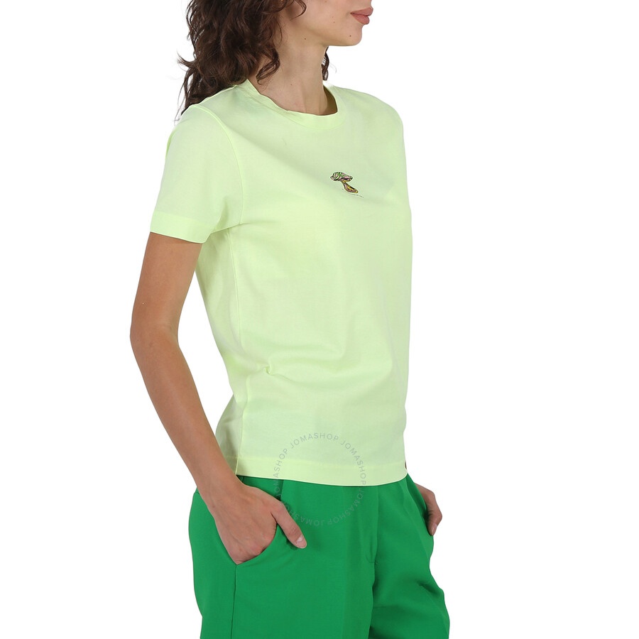 Stella McCartney Ladies Washed Neon Yellow Mushroom Embroidery T-shirt - 5