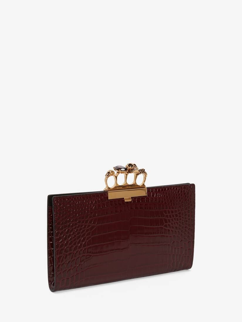 Women's Jewelled Flat Pouch in Burgundy - 2