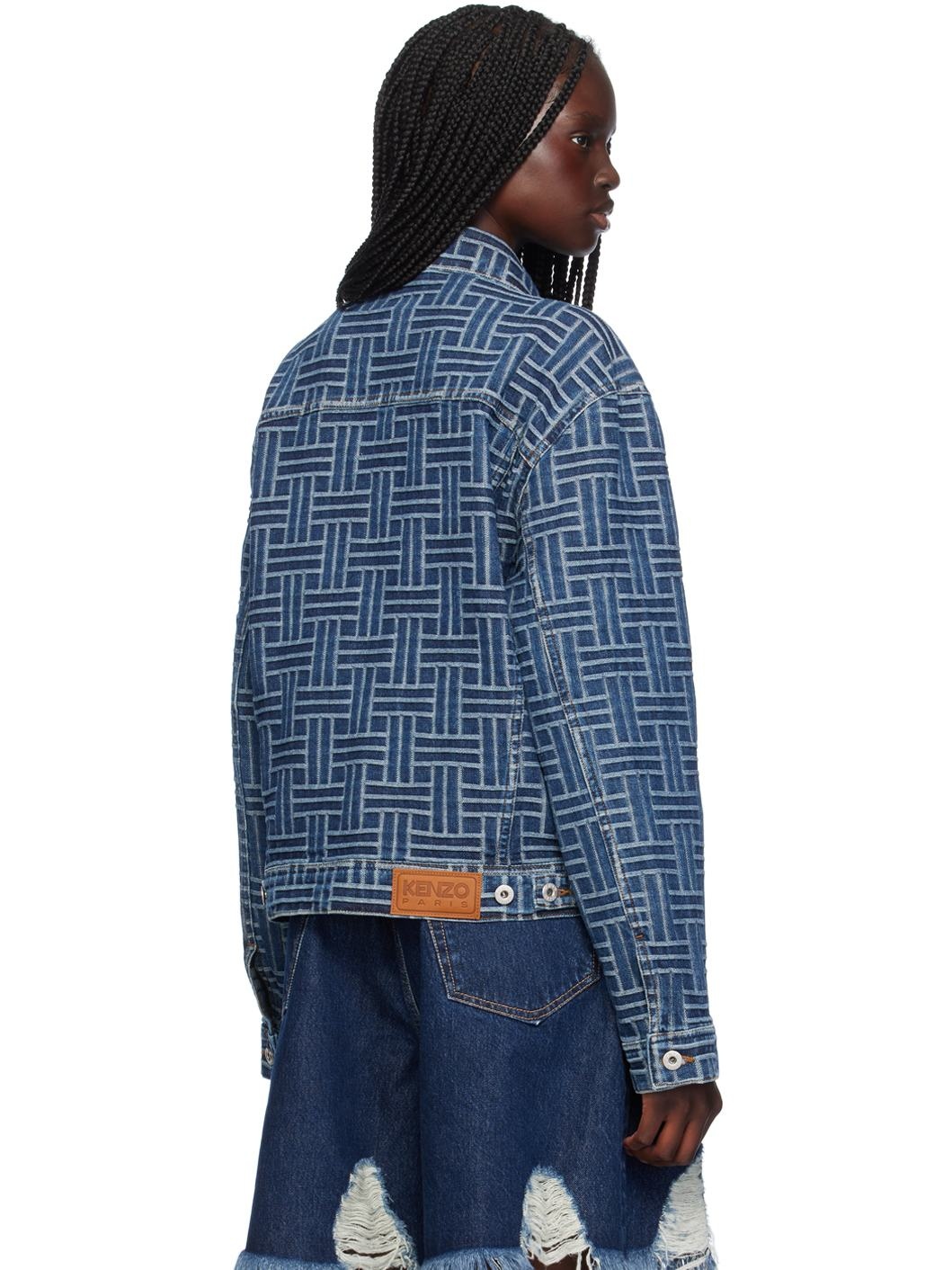 Blue Kenzo Paris 'Kenzo Weave' Denim Jacket - 3