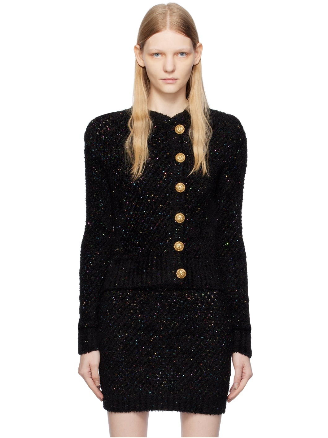 Black Sequinned Cardigan - 1