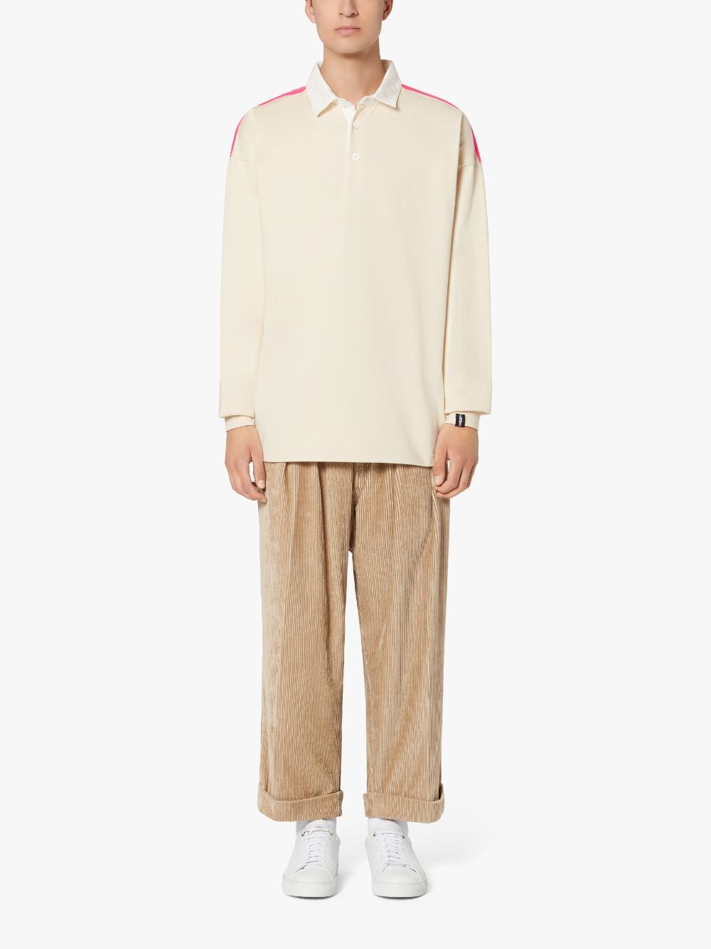 BONE WHITE X PINK COTTON RUGBY SHIRT | GJM-201 - 2