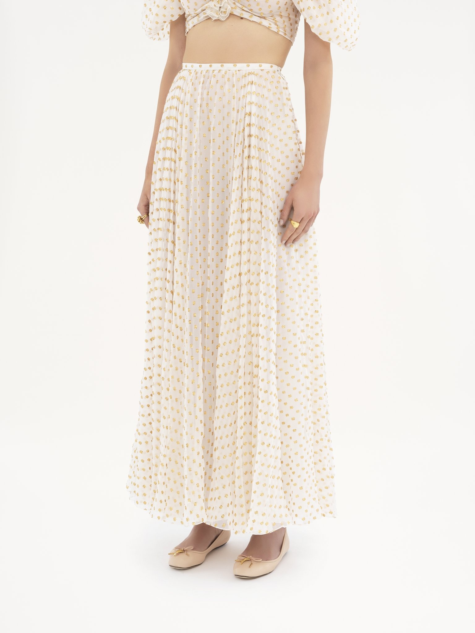 GATHERED MAXI SKIRT IN SILK JACQUARD & LUREX - 4