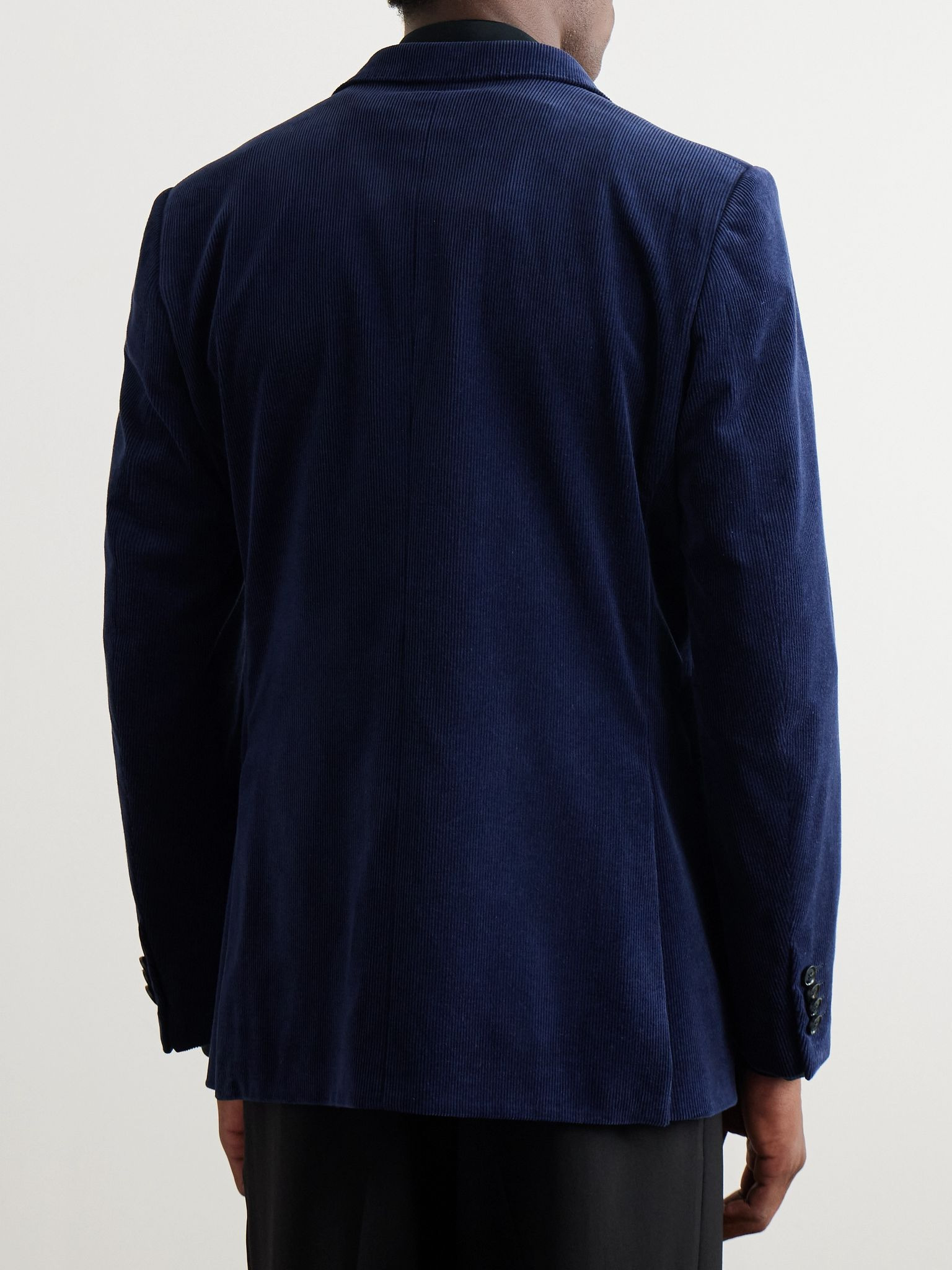 Cotton-Blend Corduroy Suit Jacket Navy - 3