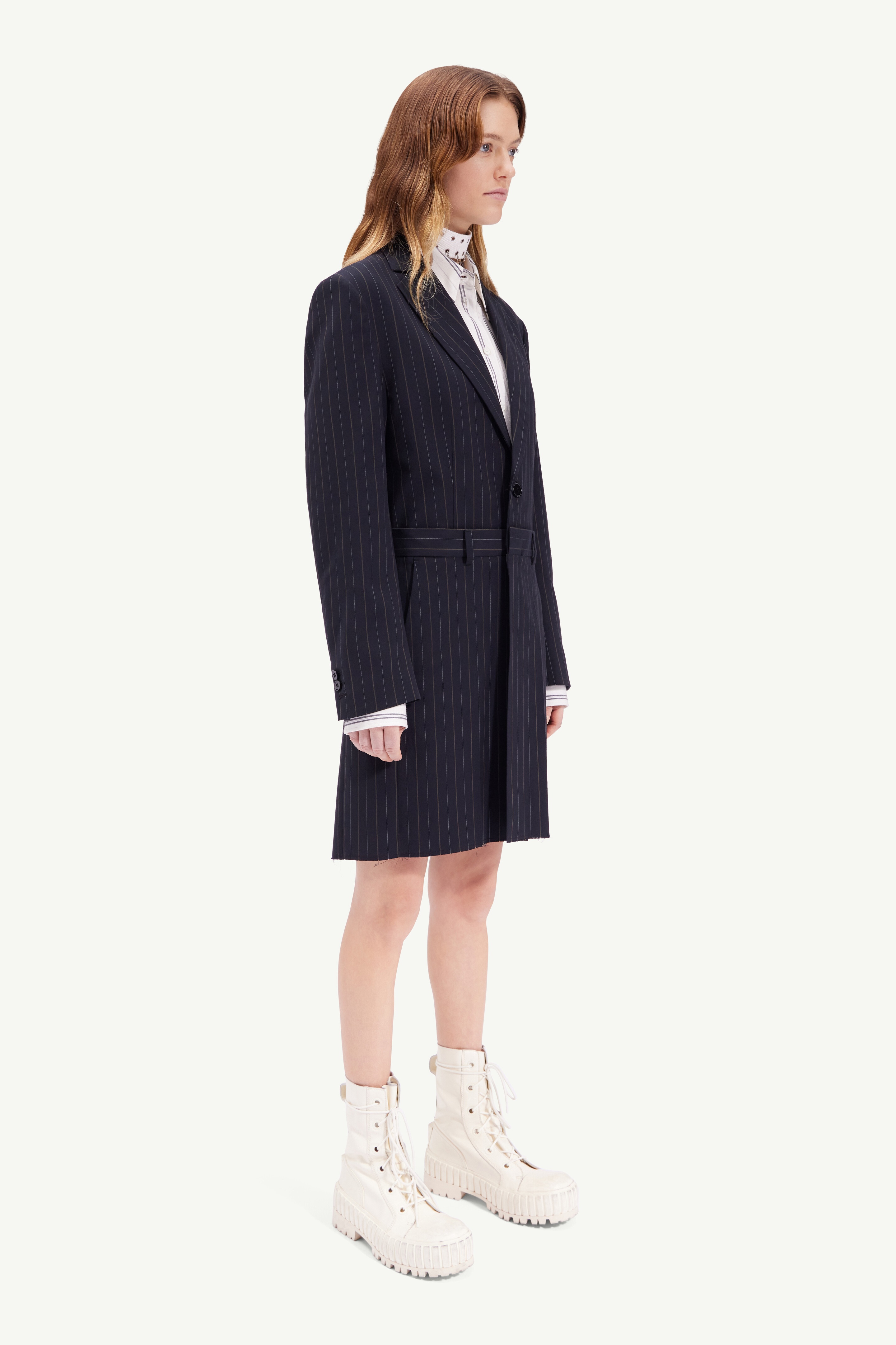 Pinstripe long-line blazer - 3