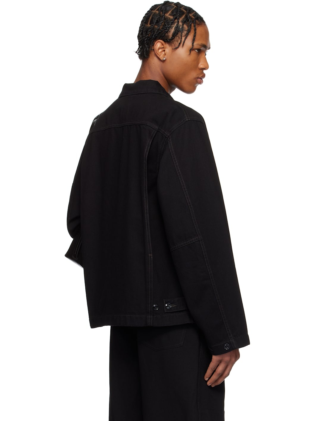 Lemaire Black Boxy Denim Jacket | ssense | REVERSIBLE