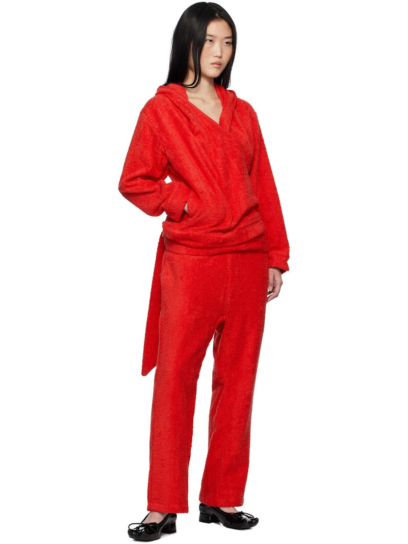 BLESS Red BathrobeV-hood Terrycloth Hoodie outlook
