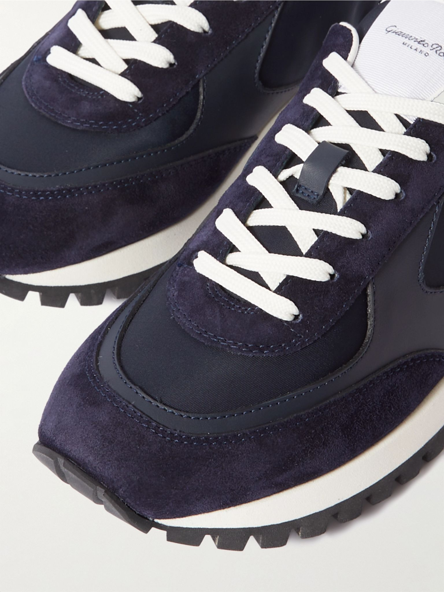 Gravel suede, leather and shell sneakers Navy - 4