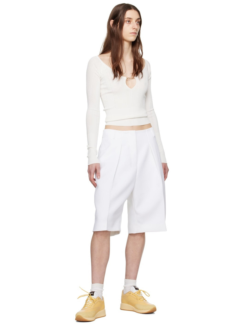 JACQUEMUS White Les Sculptures 'Le bermuda Ovalo' Shorts outlook