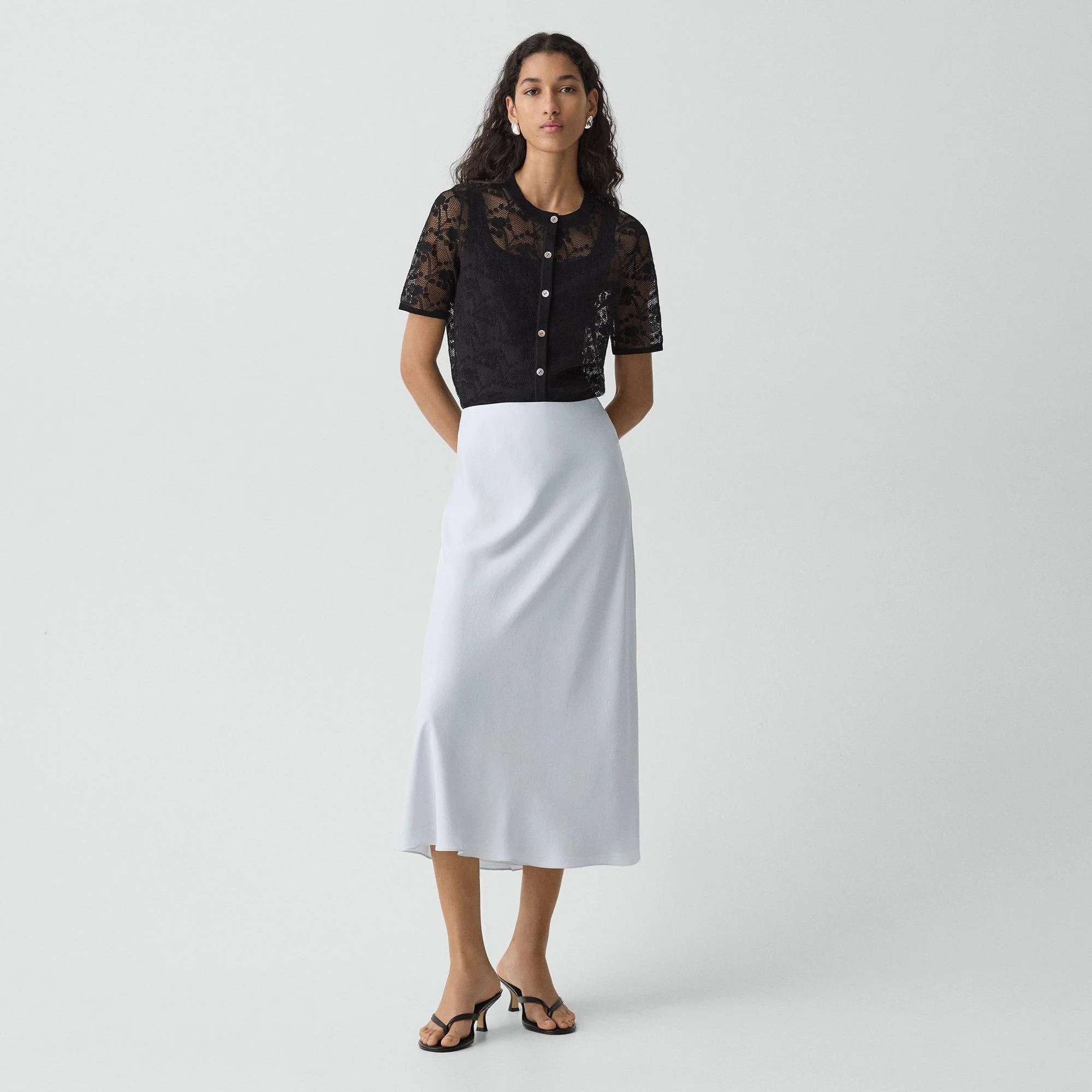 Fluid Pull-On Skirt in Washed Twill - 1