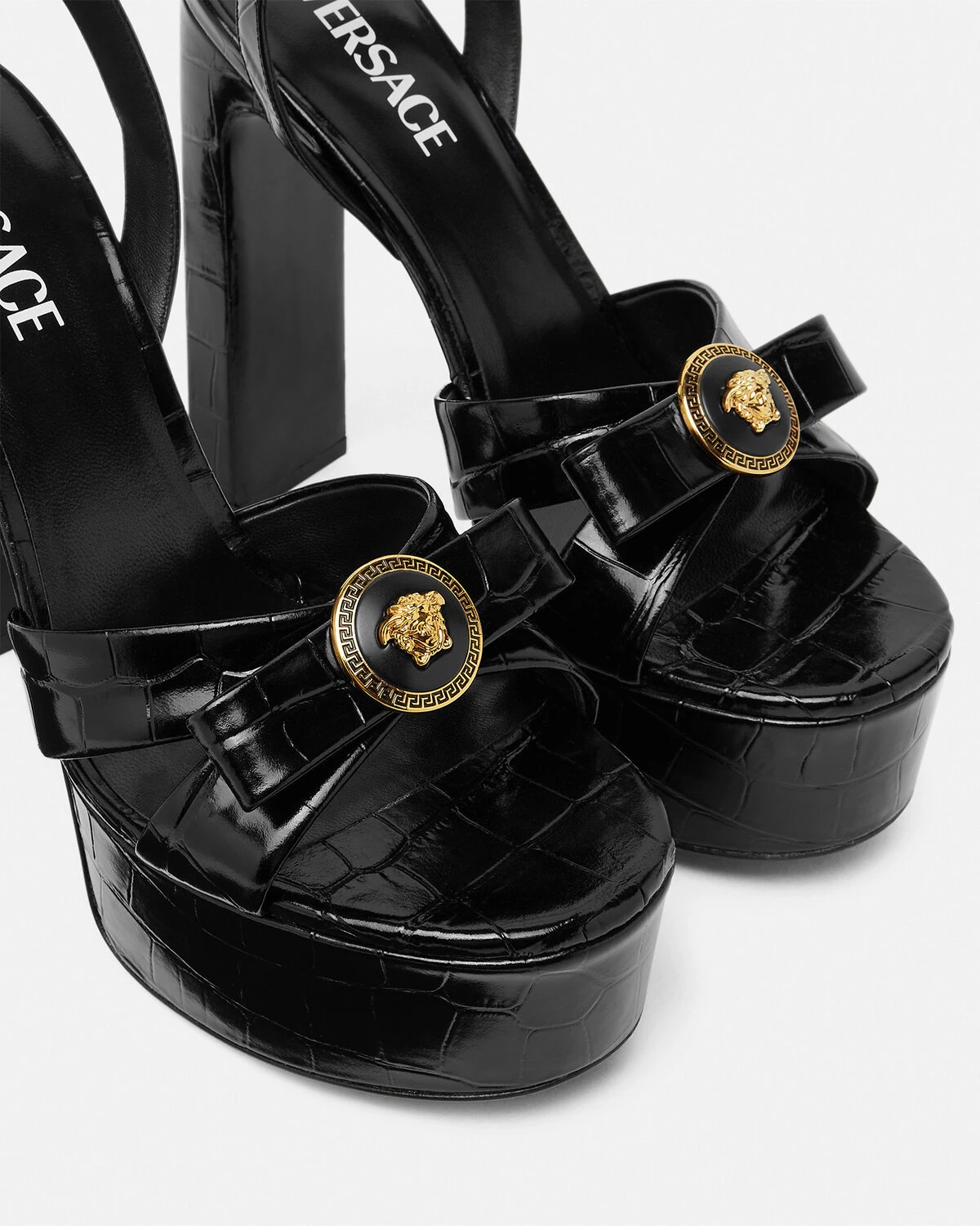 Croc-Effect Gianni Ribbon Sandals 140 mm - 5