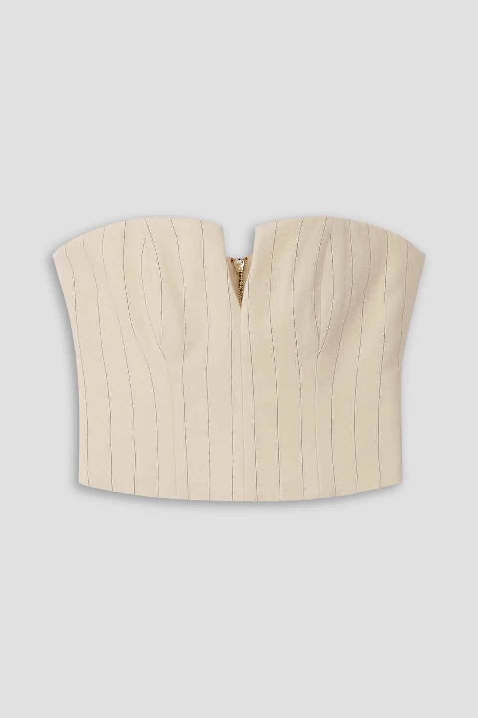 Luminosity pinstriped wool and cotton-blend herringbone bustier top - 1
