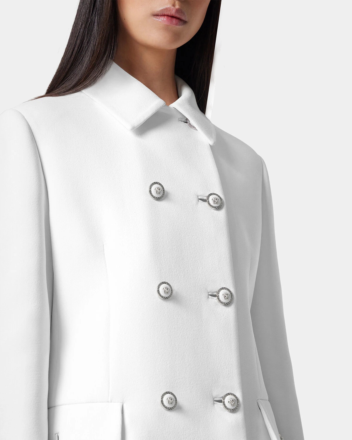 Crêpe Double-Breasted A-line Coat - 6