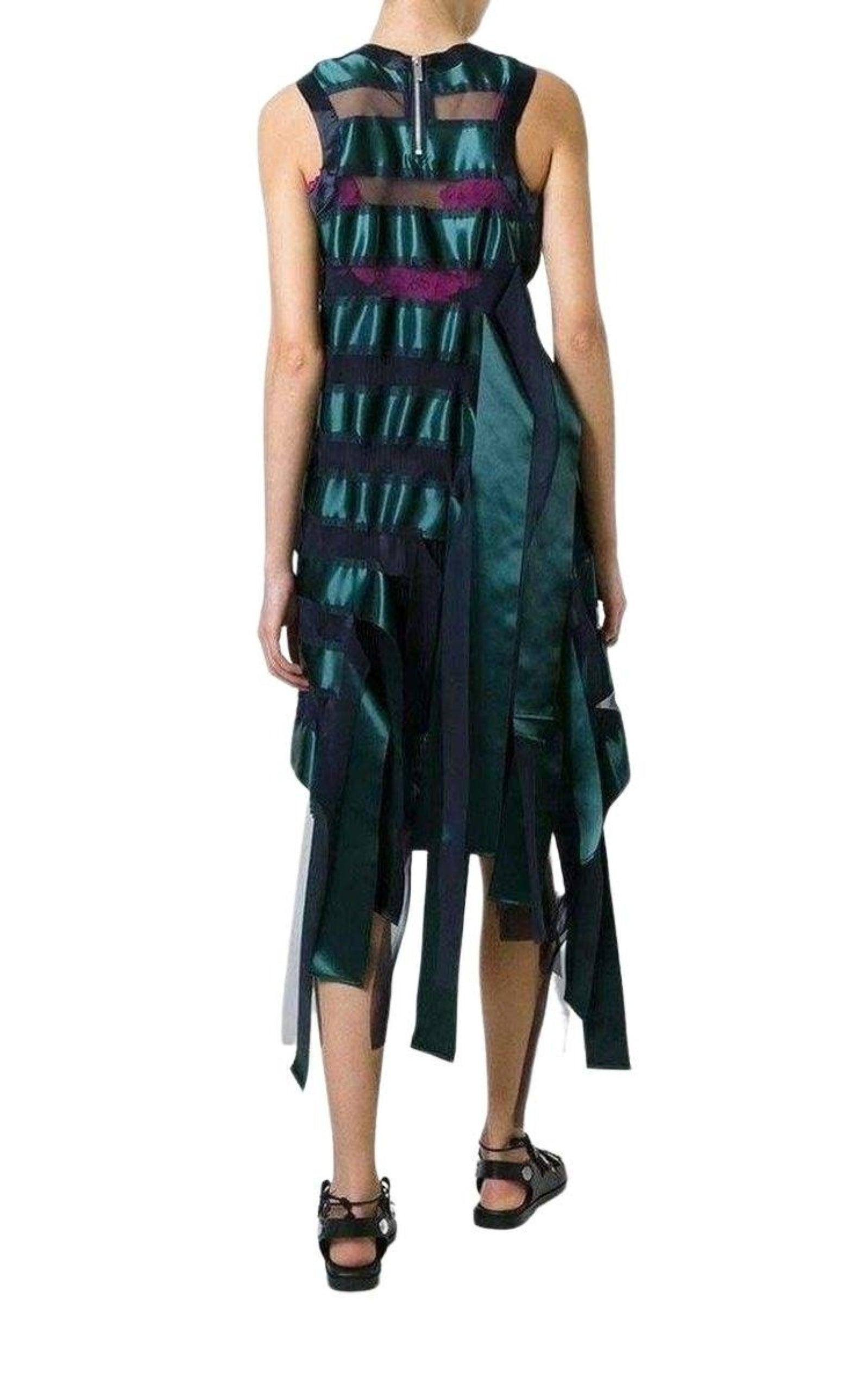 Transparent Stripe Panel Dress - 4