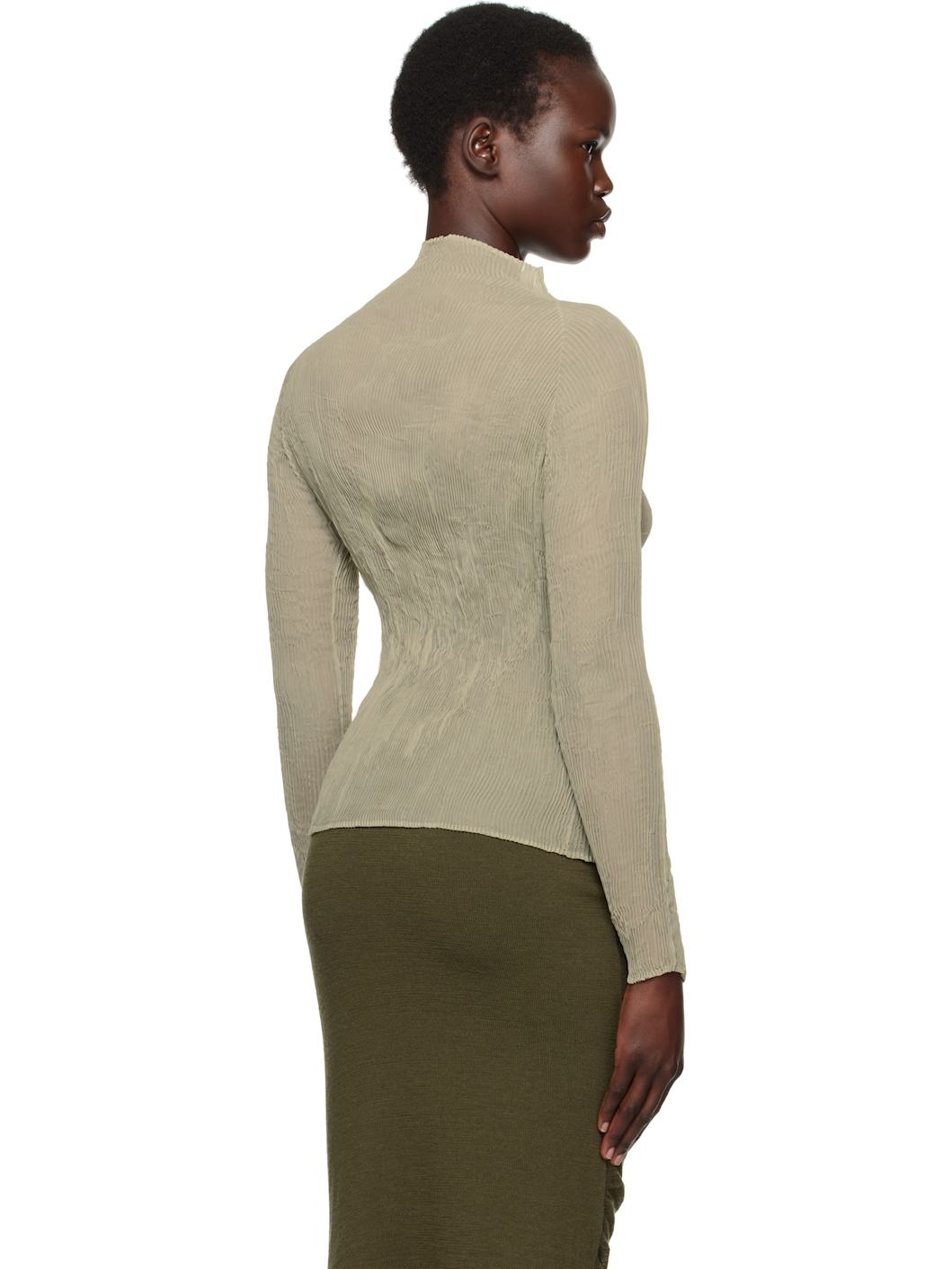 Khaki Chiffon Twist 3 Turtleneck - 3