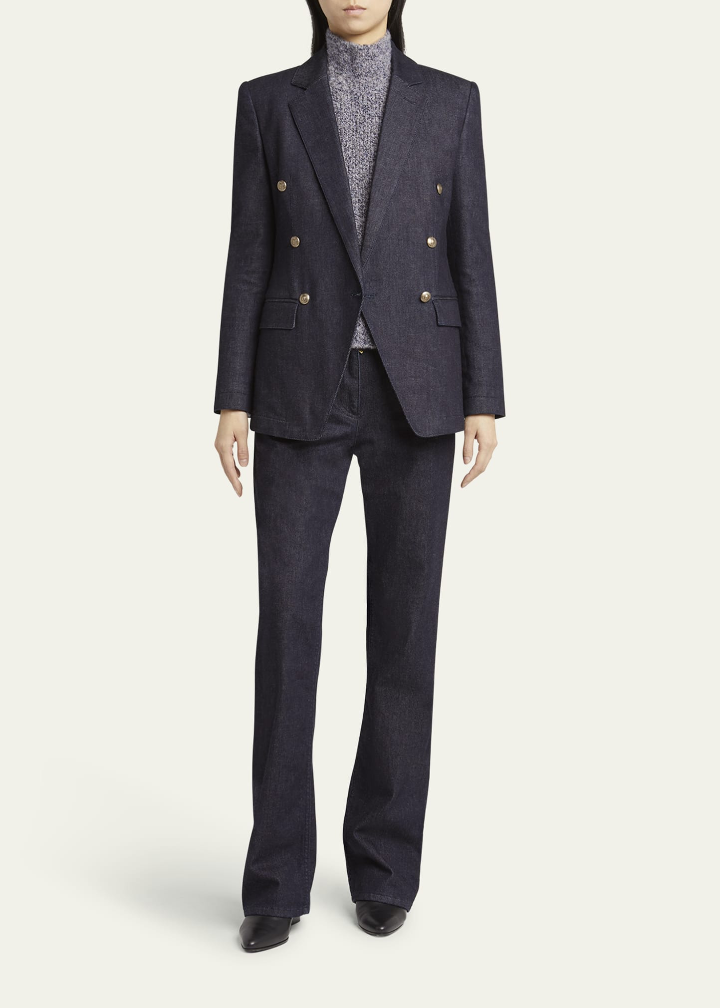 Cotton-Cashmere Denim Straight-Leg Trousers - 2