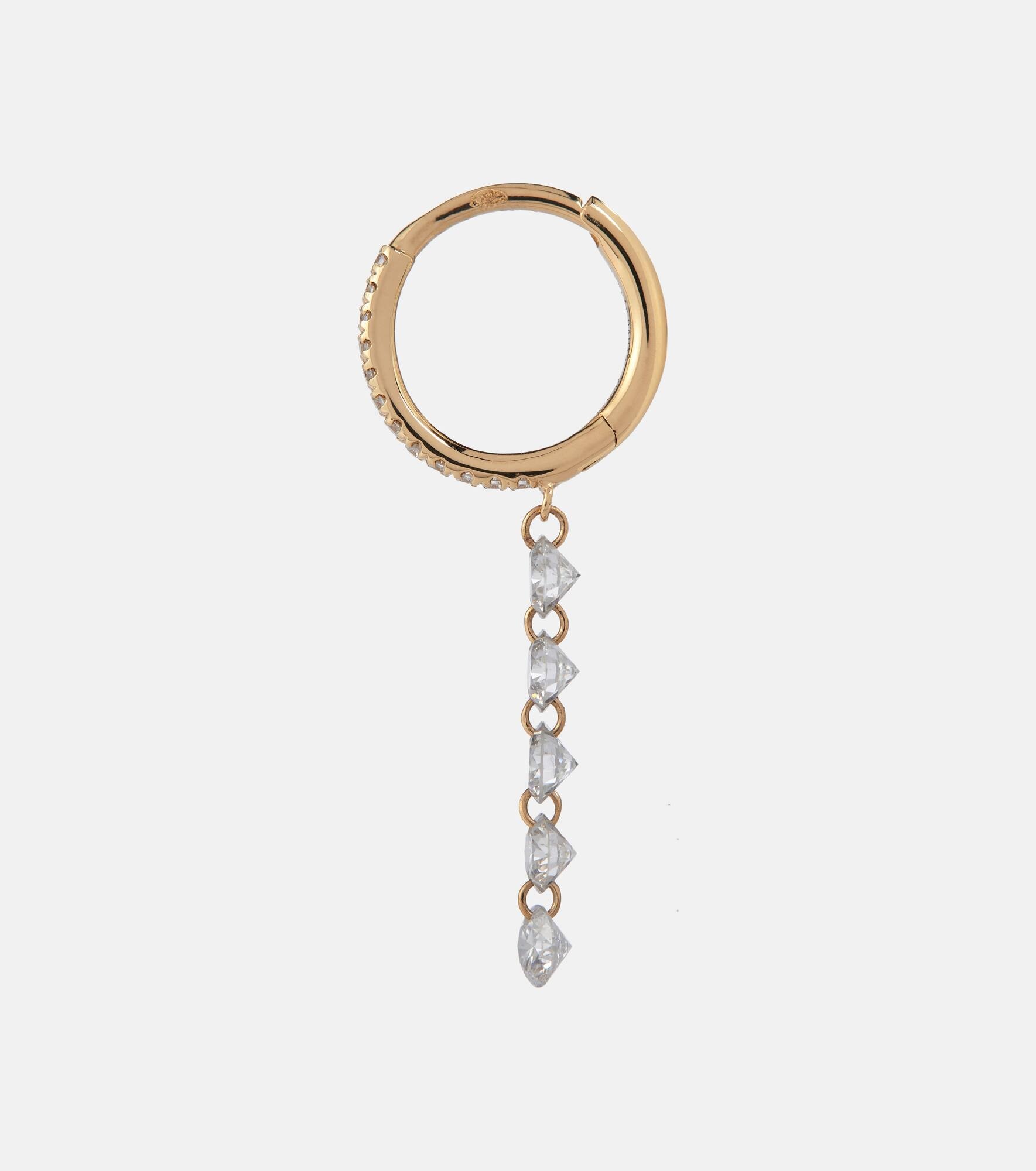 Piercing 18kt gold single earring with diamonds - 4
