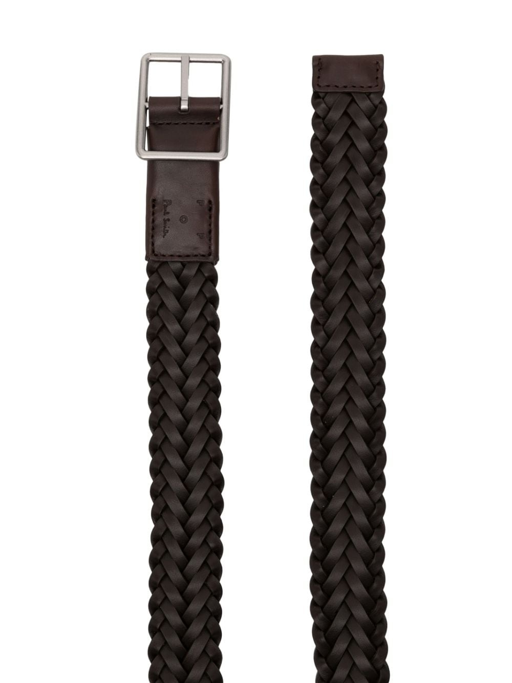 debossed-logo braided leather belt - 2