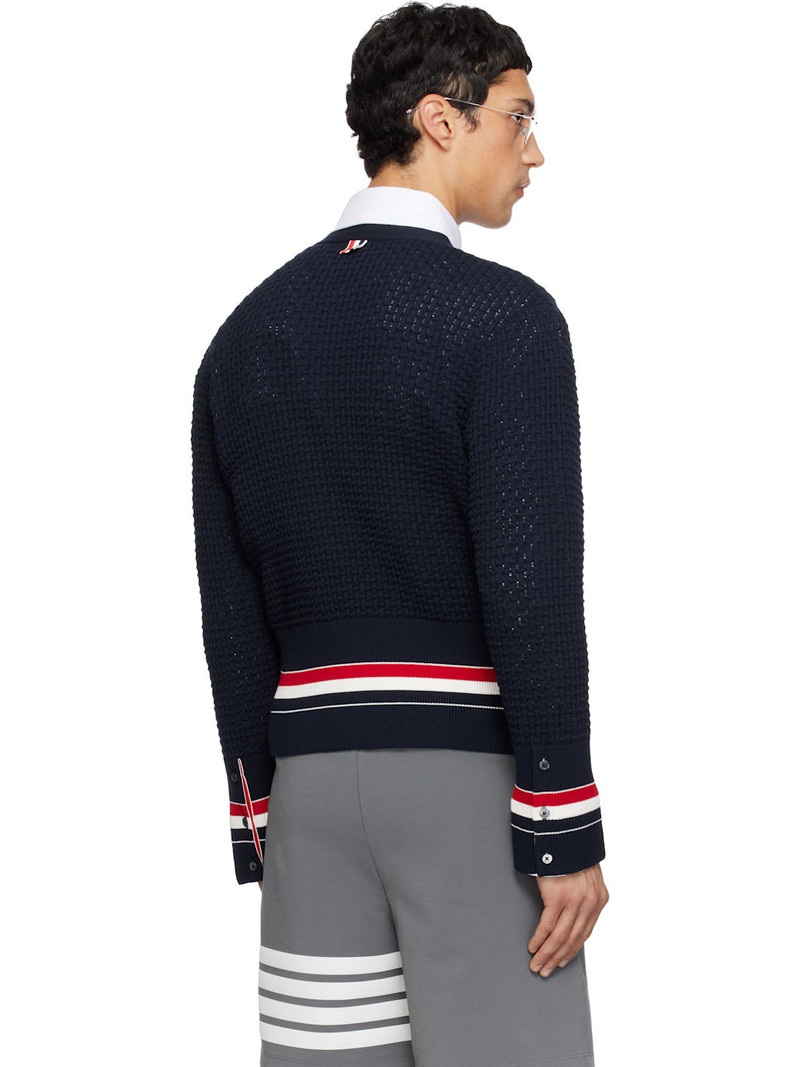 Navy Float Ripple Stitch RWB Cardigan 3