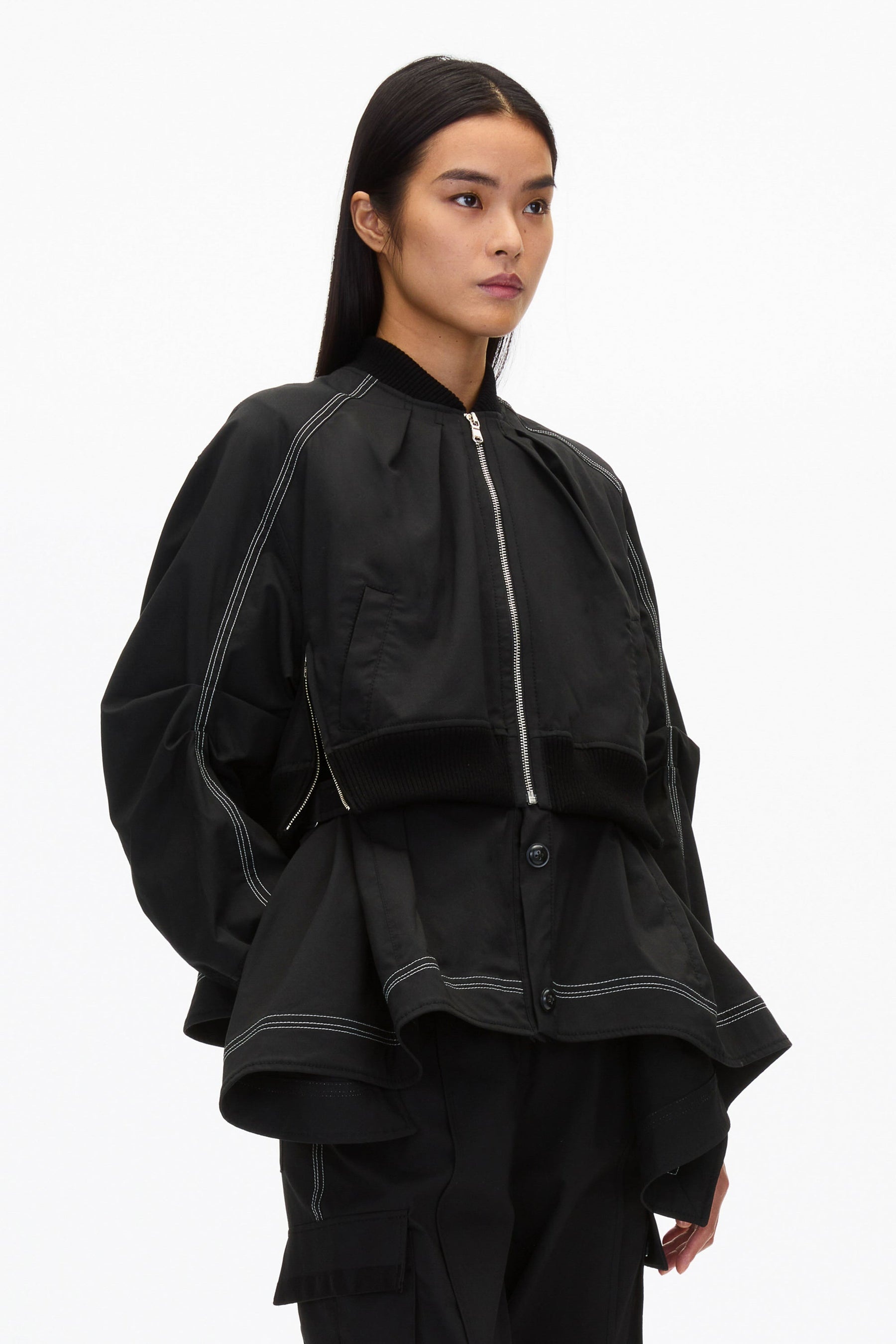 Layered Flounce Bomber Jacket - 5
