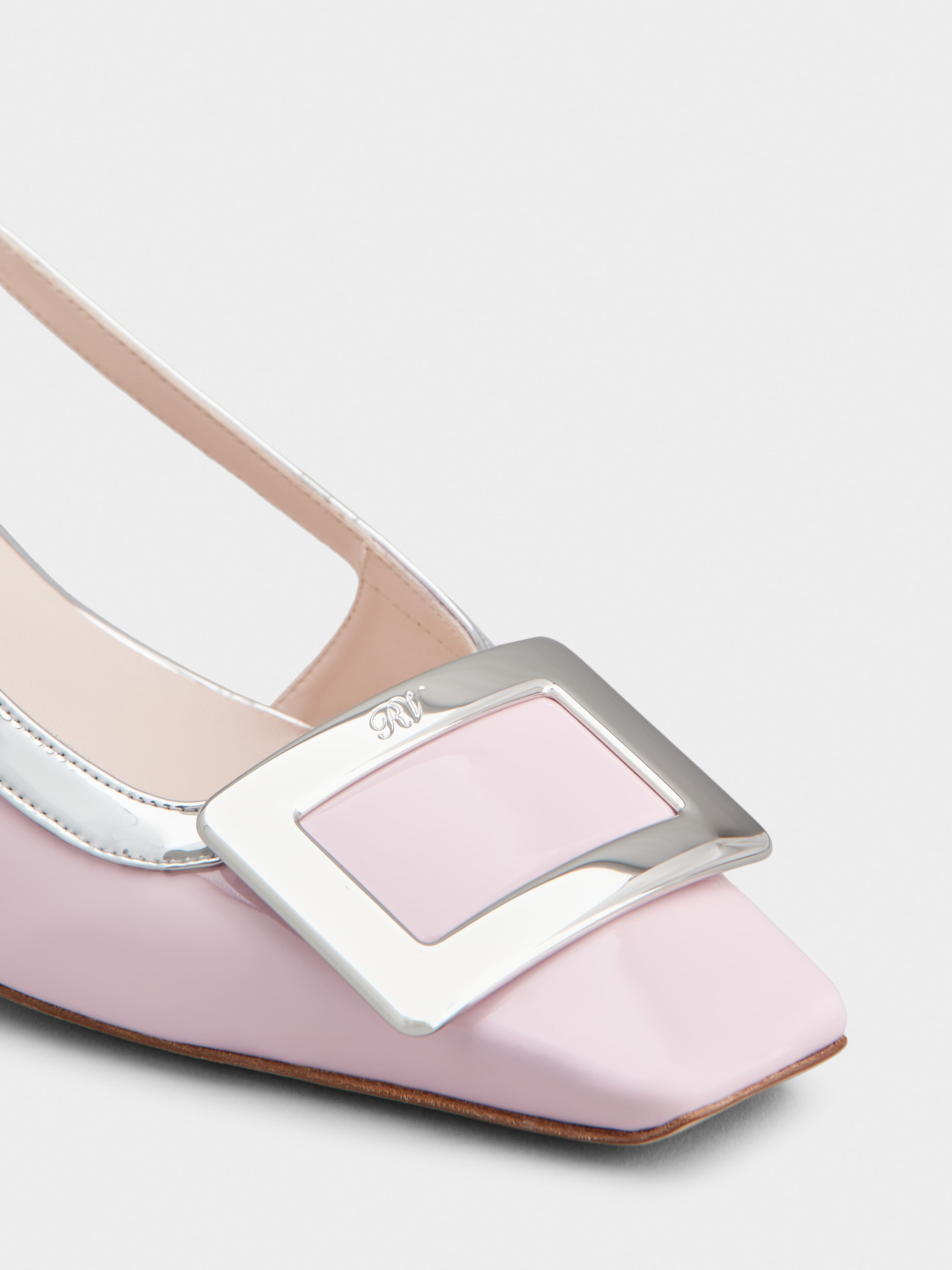 Belle Vivier Metal Buckle Slingback Pumps in Patent Leather - 3
