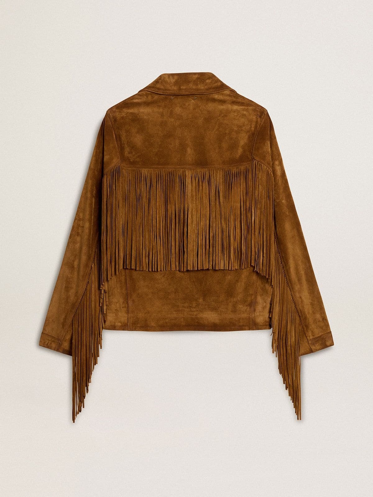 Women’s tobacco-colored suede jacket women with fringes - 7