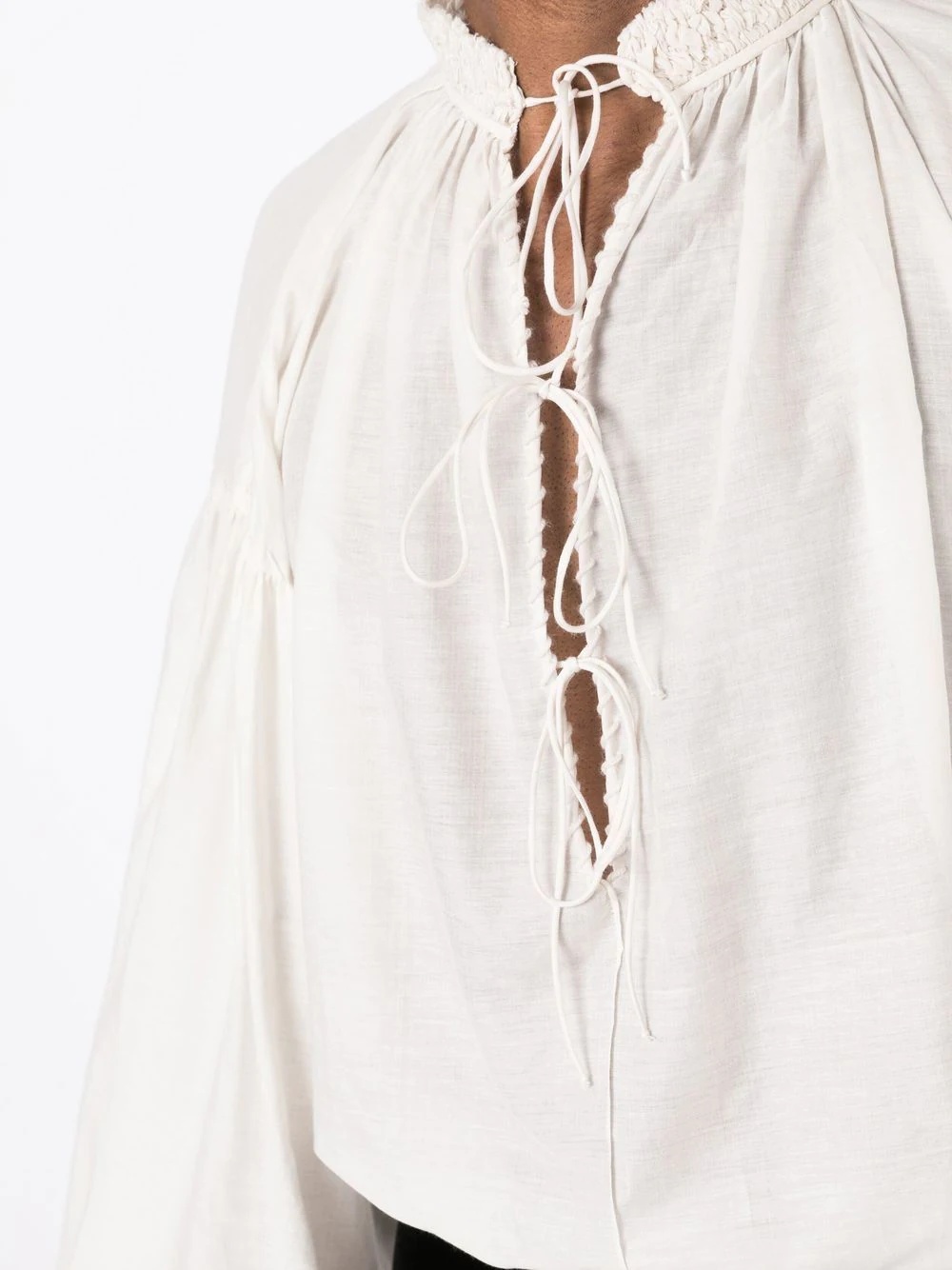 puff-sleeve sheer blouse - 5