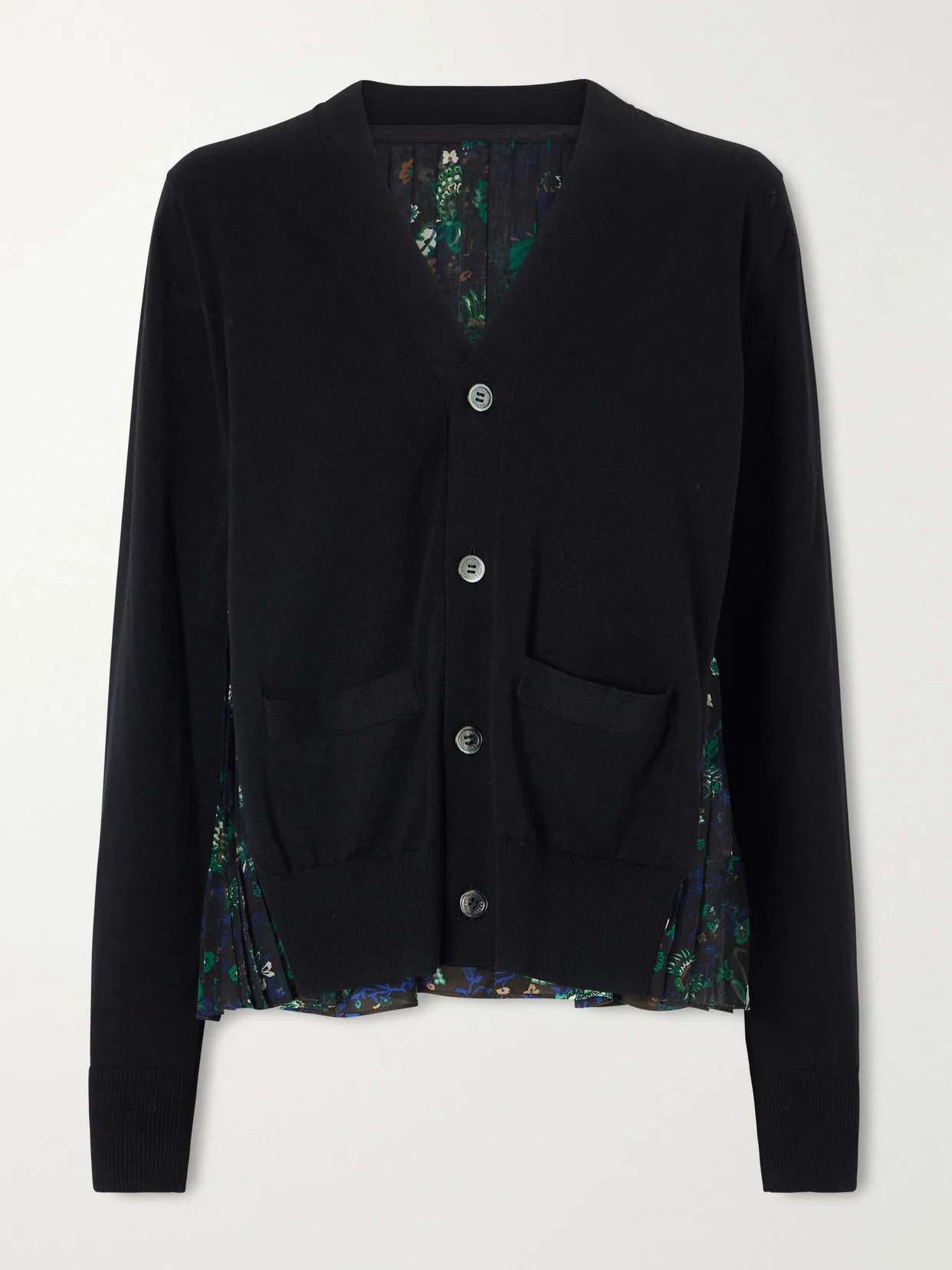 Layered Floral-print Mesh-trimmed Cotton Cardigan - 1