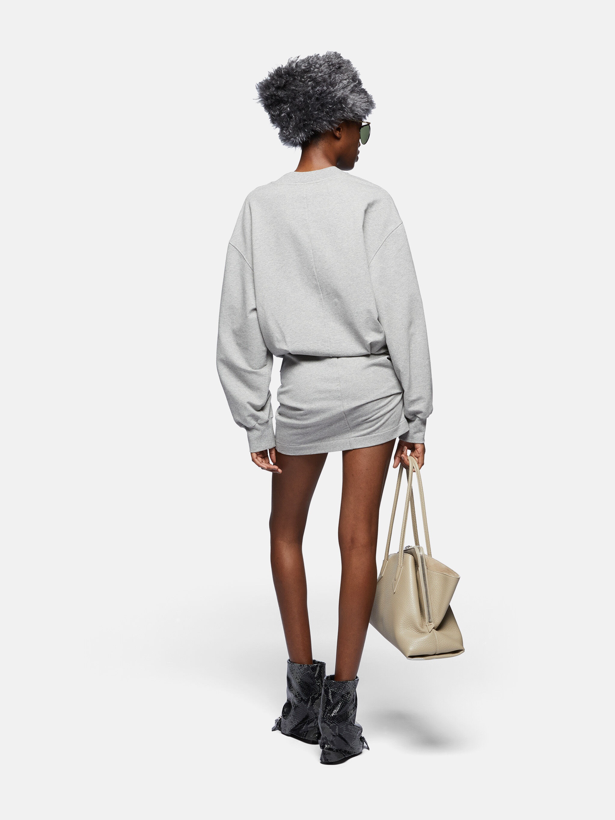 MELANGE GREY MINI DRESS - 3