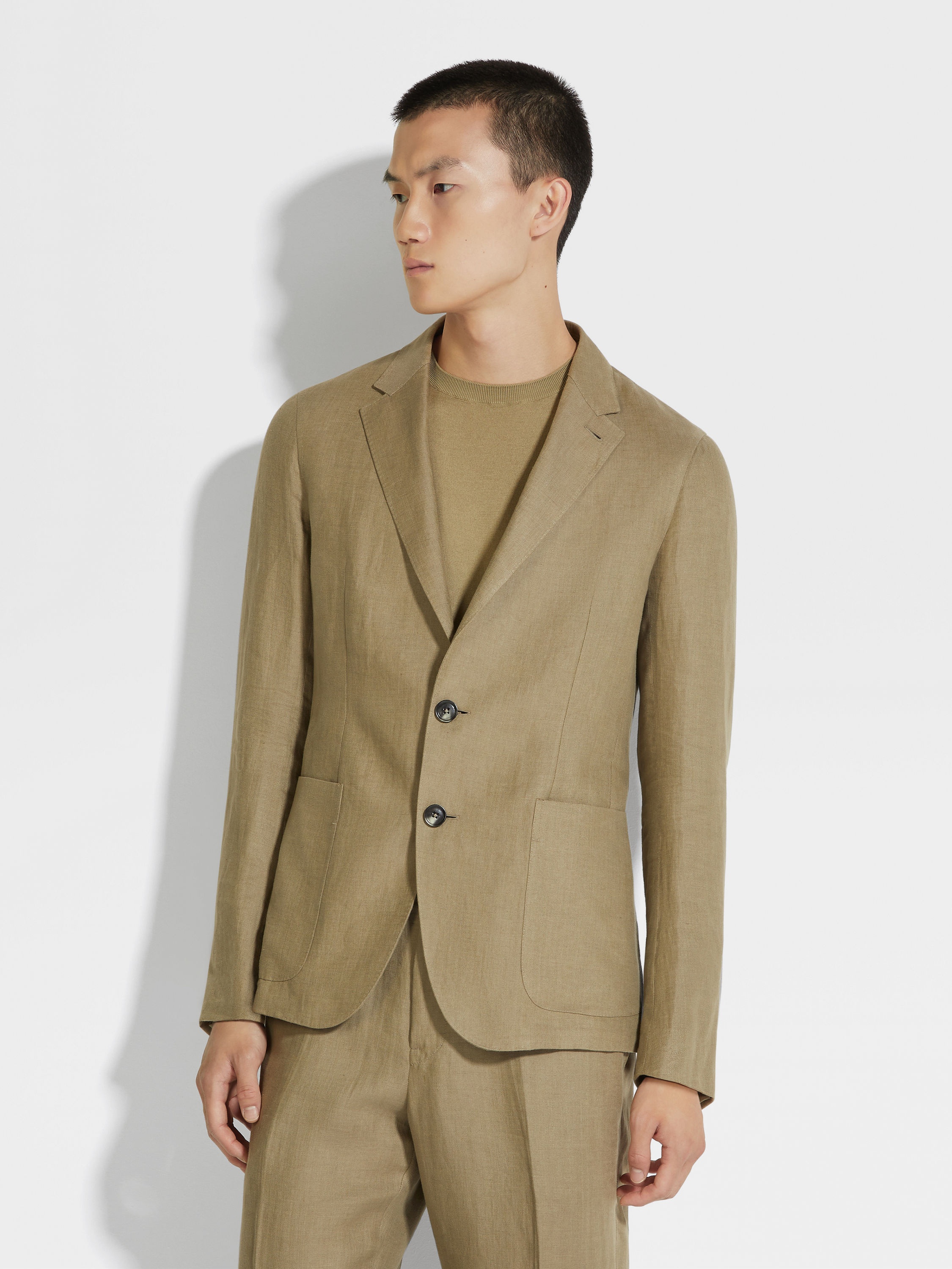 OLIVE GREEN OASI LINO SHIRT JACKET - 4
