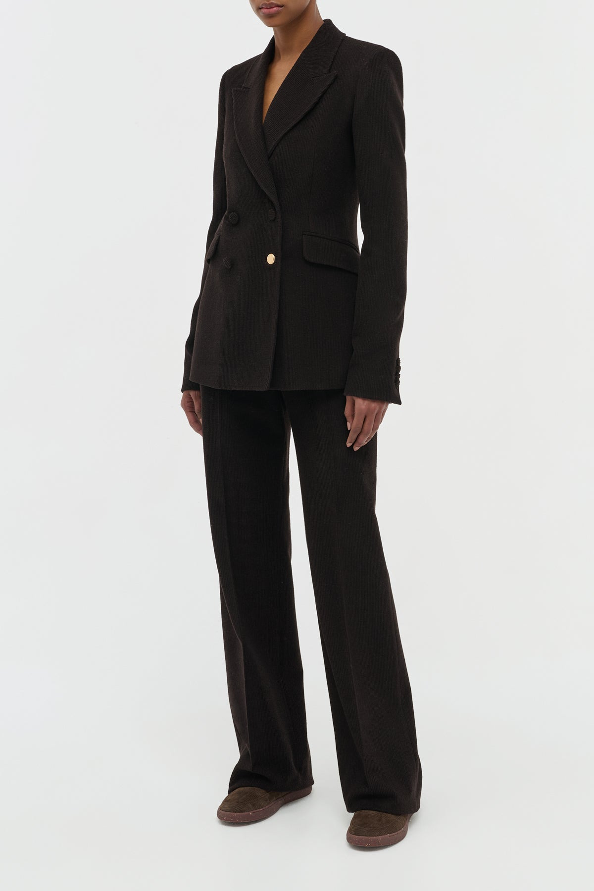 Stephanie Blazer in Chocolate Fine Cashmere Corduroy - 3