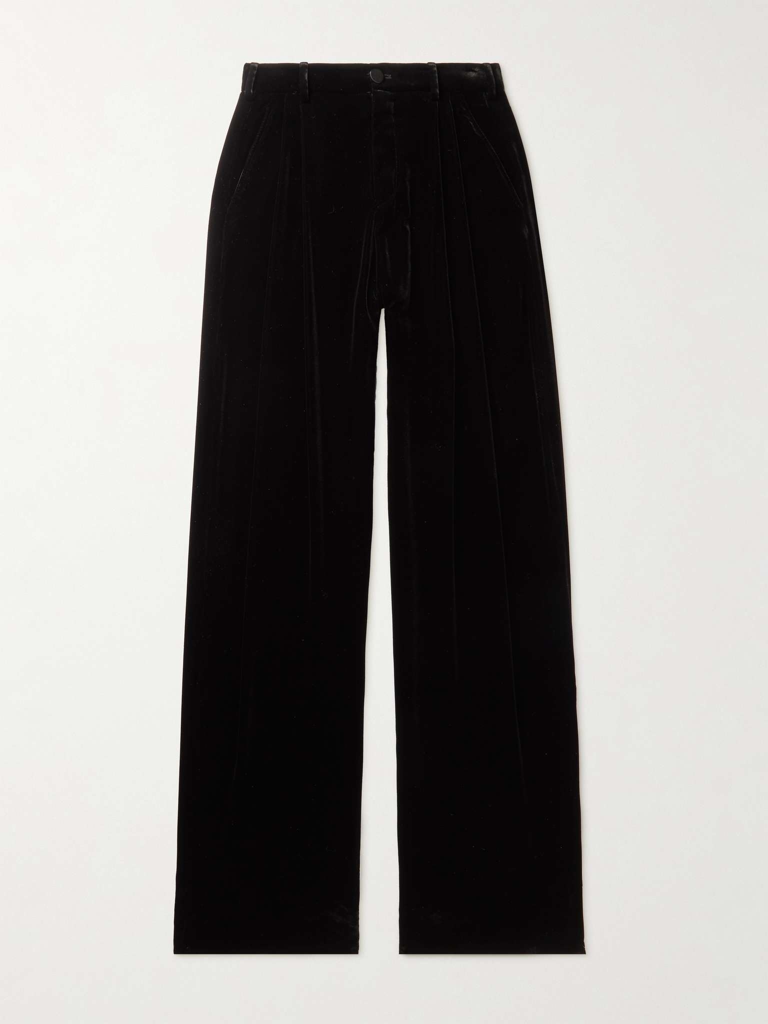 Wide-Leg Velour Trousers - 1