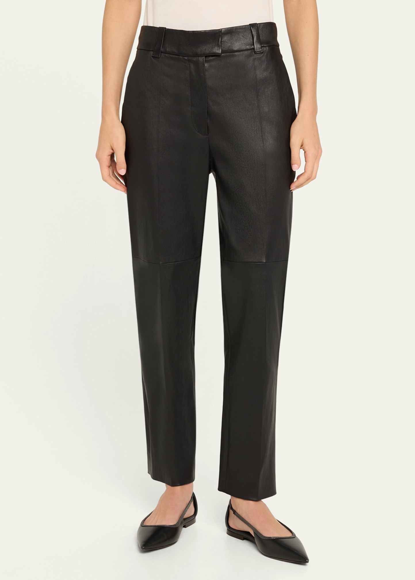 Nappa Leather Straight-Leg Trousers - 4