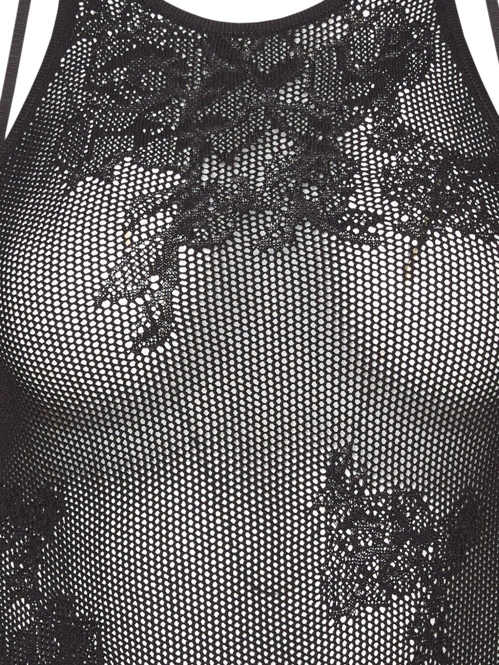 pointelle-knit lace racer bodysuit - 2