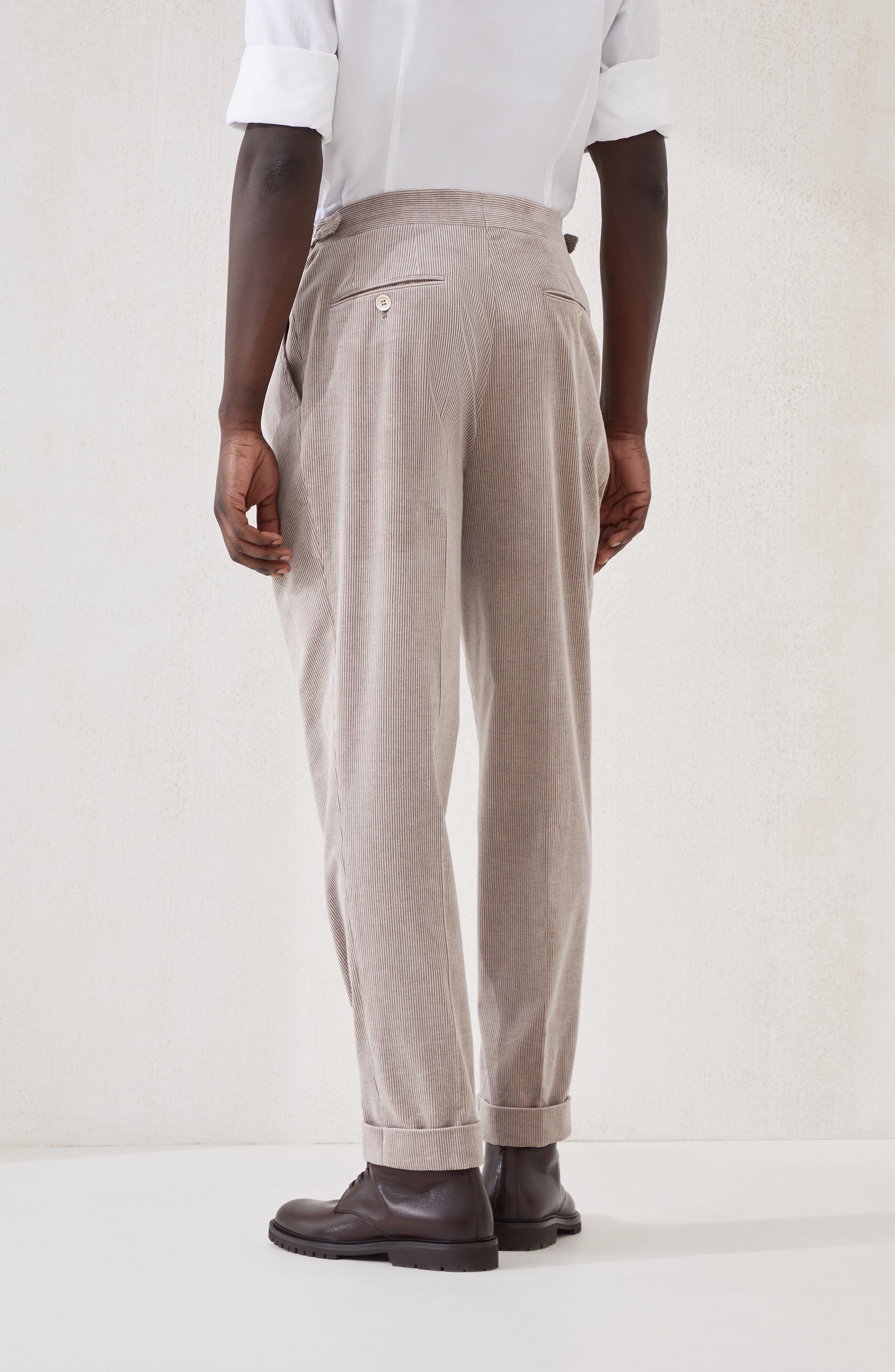 Brunello Cucinelli Trousers with double pleats and tabs in Bark at Nordstrom - 3