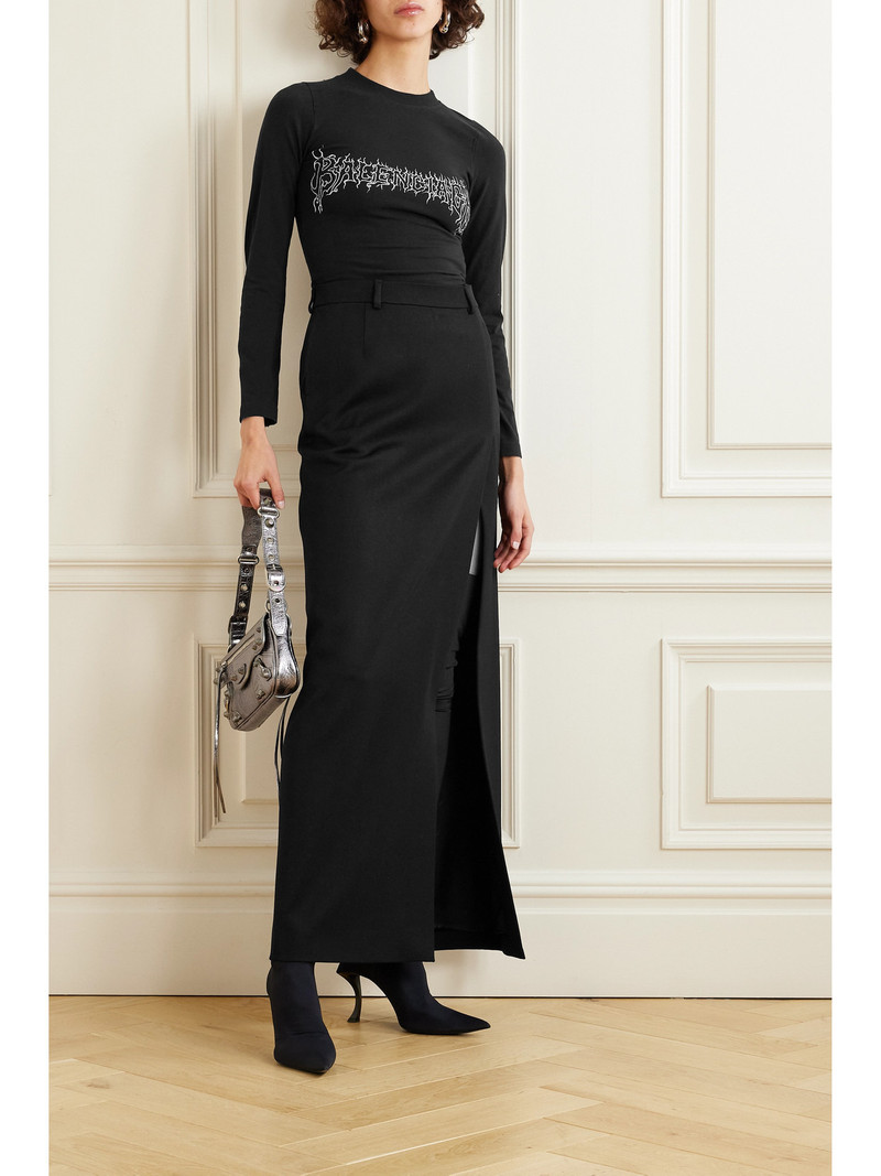 BALENCIAGA Wrap-effect Wool-gabardine Maxi Skirt outlook