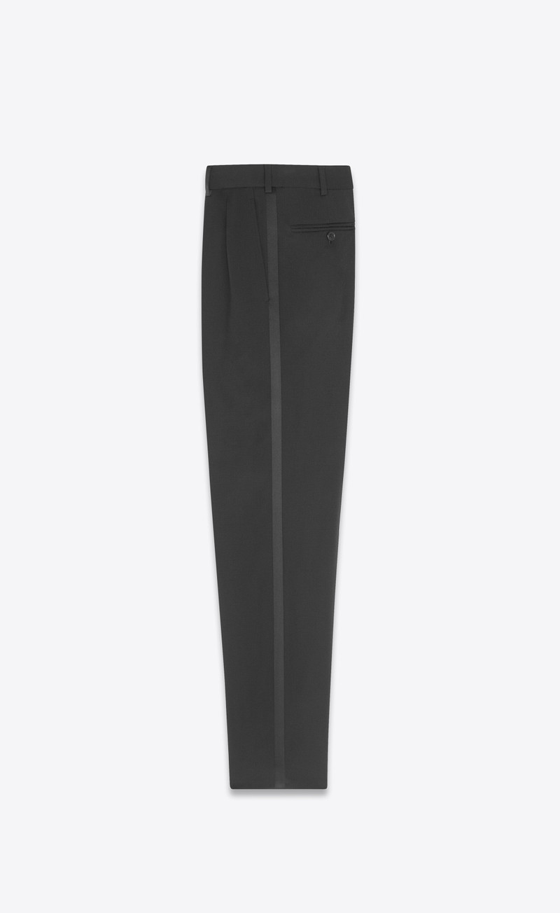 SAINT LAURENT carrot-fit tuxedo pants in grain de poudre outlook