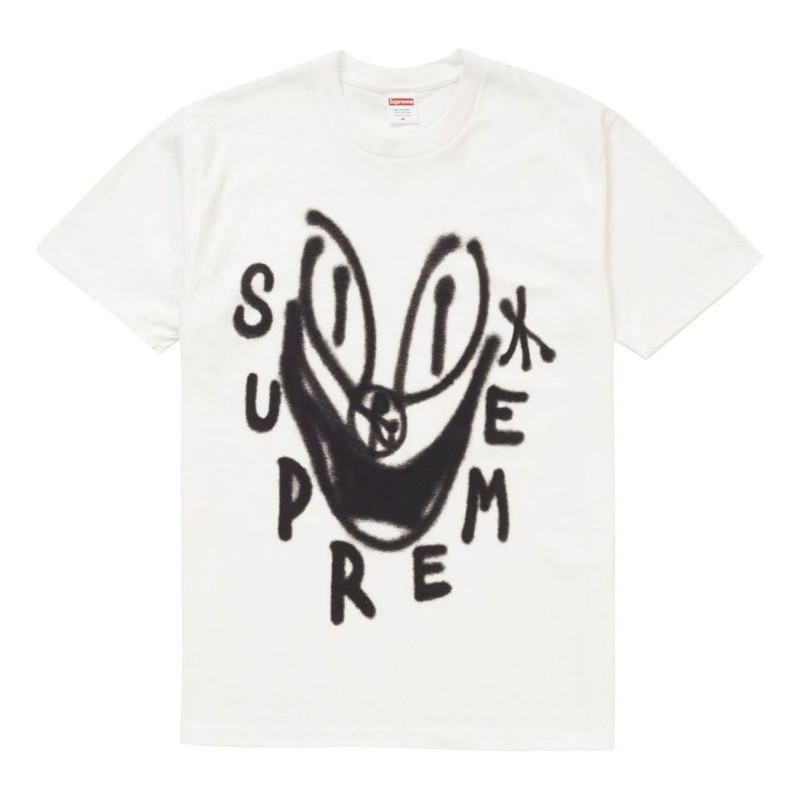 Supreme FW18 Smile Tee White Graffiti Smiling Face Printing Short Sleeve Unisex SUP-FW18-1207 - 1