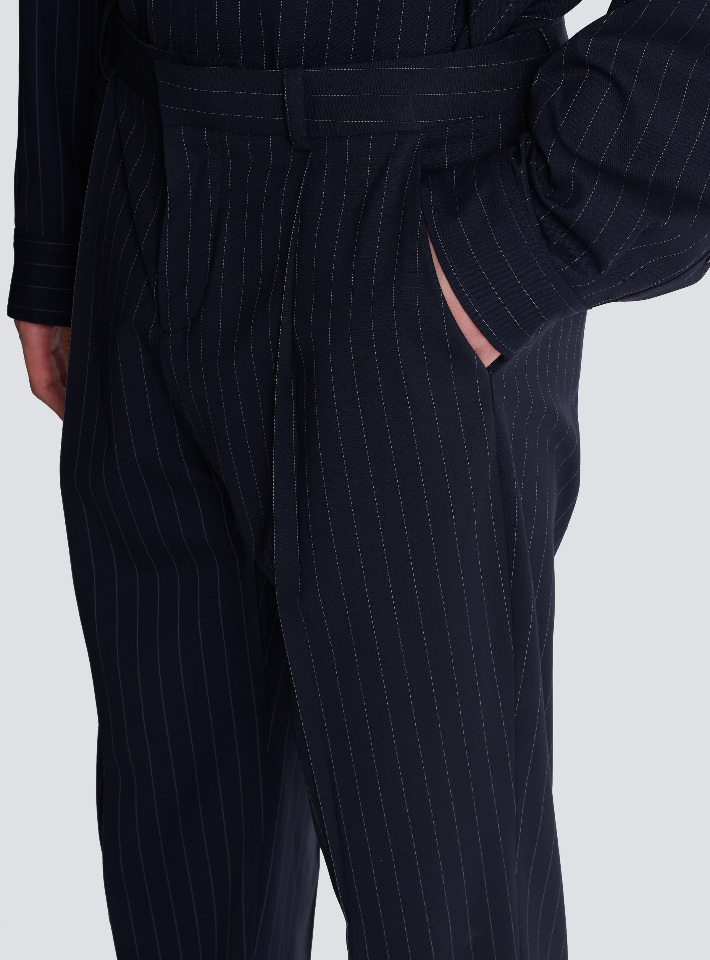 Straight-leg trousers in pinstripe wool - 6