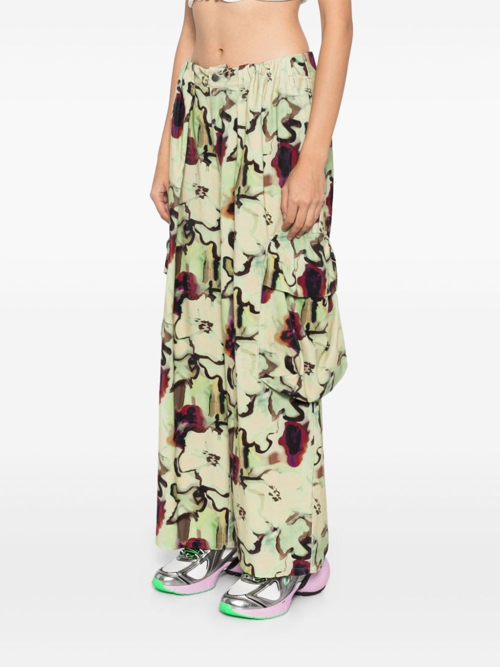 Watercolor Floral cargo pant - 3