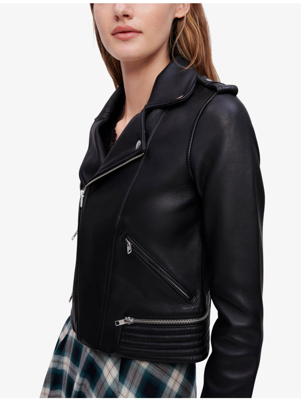 Basal zip-detail leather biker jacket - 3