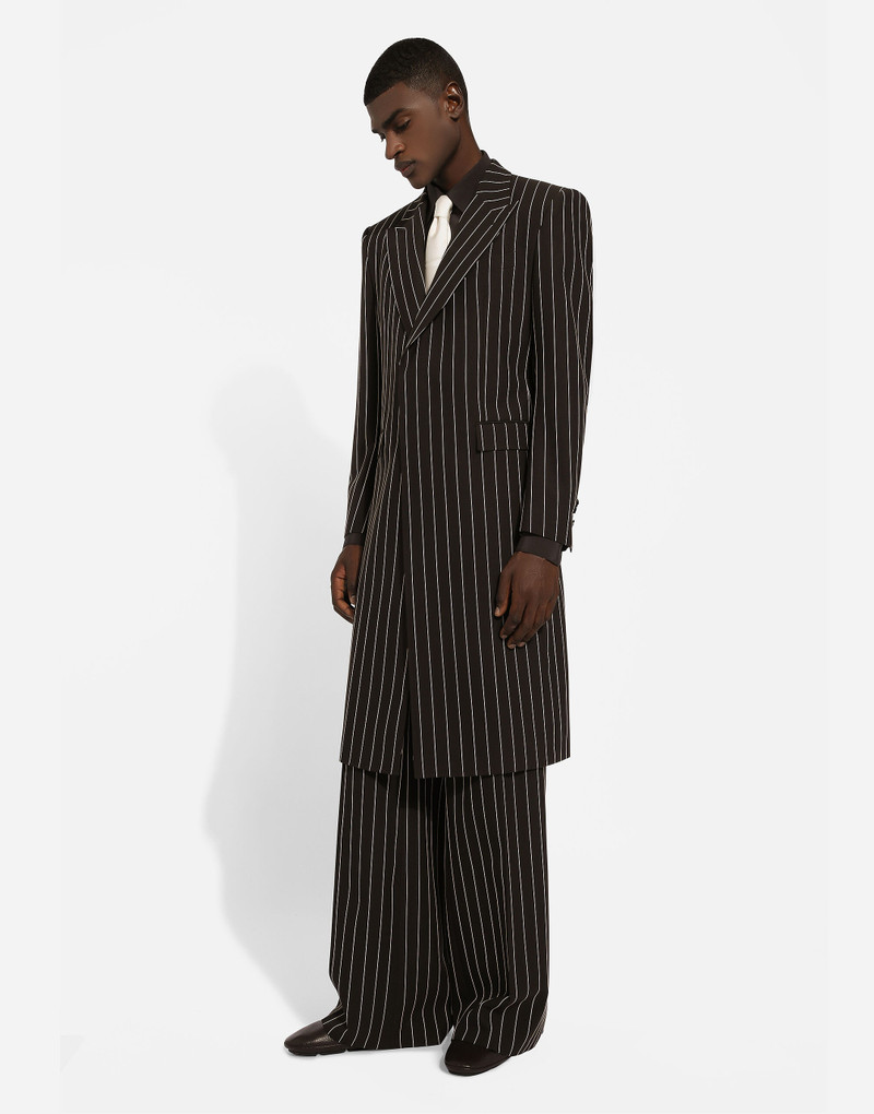 Single-breasted pinstripe wool coat 5